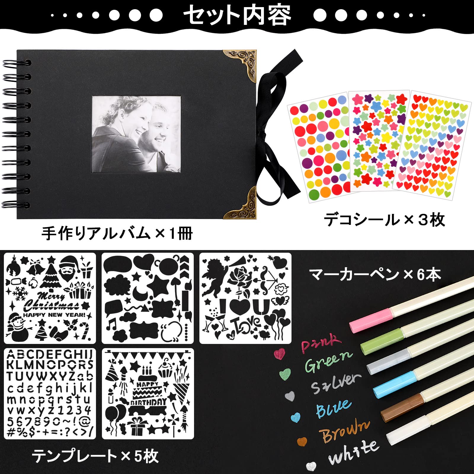 Amazon | JANLOFO アルバム 手作り スクラップブック 黒台紙 A4 フォト